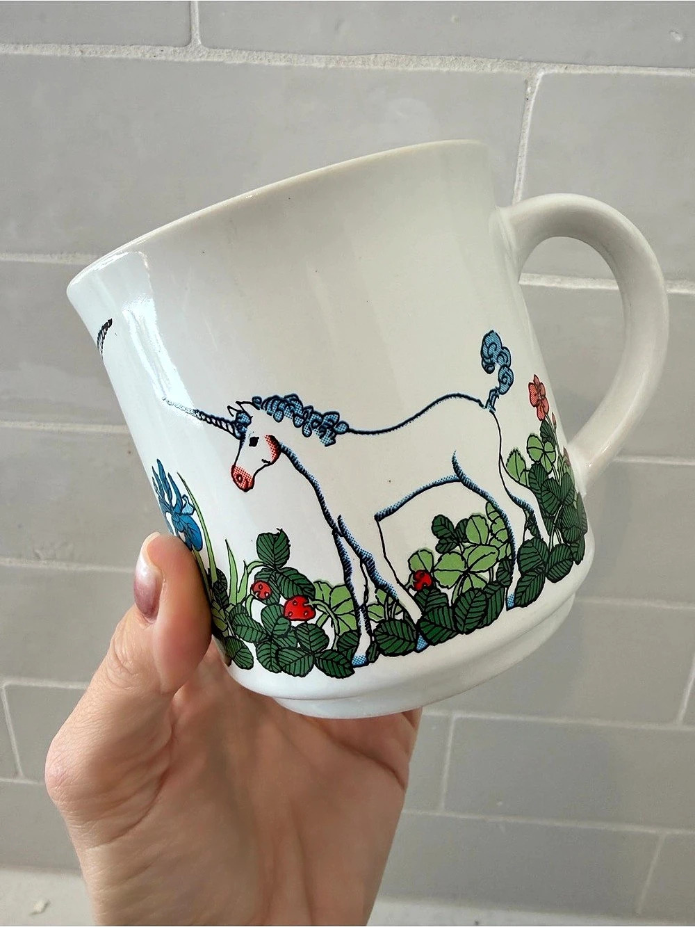 Vintage 1980s Audrey Christie Unicorn Mug Recycled Paper Products